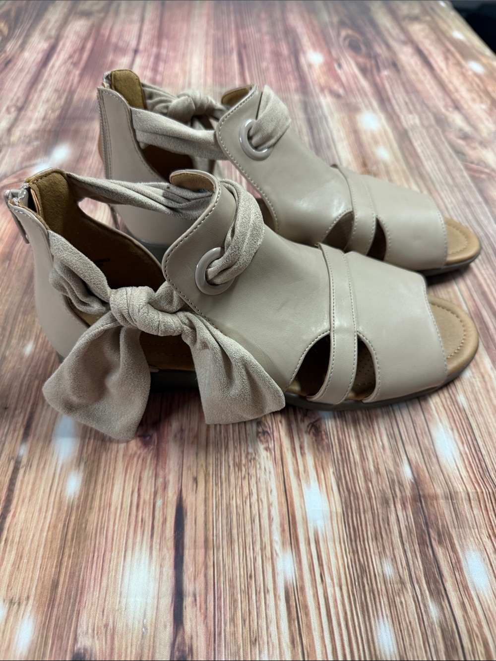 Women’s Comfortview Nude Tie-Ankle Open Toe Sandals